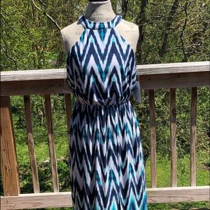 High Neck Multicolored Maxi Dress